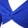 easyforever Kids Girl's Thick Knot Ruched Dance Crop Tops Ballet Wrap Shrug Sweater Long Sleeve Wrap Tops Sweatshirt Royal Blue 7-8 Years view 4