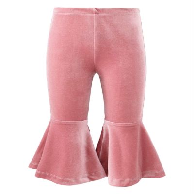 Kaerm Toddler Girl Bell Bottoms Velvet Flare Pants Little Baby Kids Causal Fall Winter Leggings Pink 12-18 Months