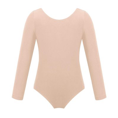 Fldy Kids Girls Basic Long Sleeves Leotard Ballet Dance Gymnastics Leotard Bodysuit Dancewear One Piece Outfit Apricot 3 Years