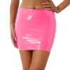 YiZYiF Women's PVC Wet Look Leather High Waist Stretch Mini Bodycon Skirt Short Wrap Skirt Pink Medium view 1
