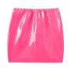 YiZYiF Women's PVC Wet Look Leather High Waist Stretch Mini Bodycon Skirt Short Wrap Skirt Pink Medium view 4