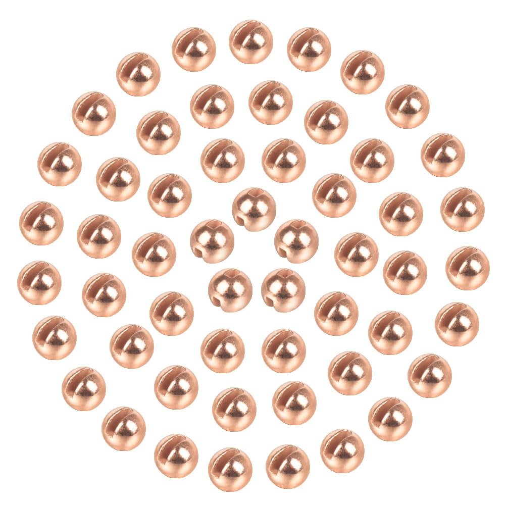 MUUNN 150pcs Tungsten Slotted Beads for Fly Tying, Sink Deeper and Faster, 12 Colors/13 Sizes, Copper, 4.0mm