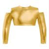 Freebily Kids Junior Girls Long Sleeve Turtle-Neck Athletic Cropped Shirt Sportswear Ballet Dance Active Crop Top Gold_B 4 view 1