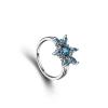 COLORFUL BLING Women's Blue Snowflake Dangle Earrings Pendant Necklace Ring Set Flower Clavicle Chain Crystal Thanksgiving Day Gift for Women Female Winter Christmas Xmas Jewelry-9 view 4