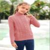 Girls Turtleneck Sweaters Pullover Kids Toddlers Cable Knit Long Sleeve Jumper Tops Pink view 2