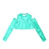 Freebily Kids Junior Girls Long Sleeve Turtle-Neck Athletic Cropped Shirt Sportswear Ballet Dance Active Crop Top Lake Green_B 6 view 3