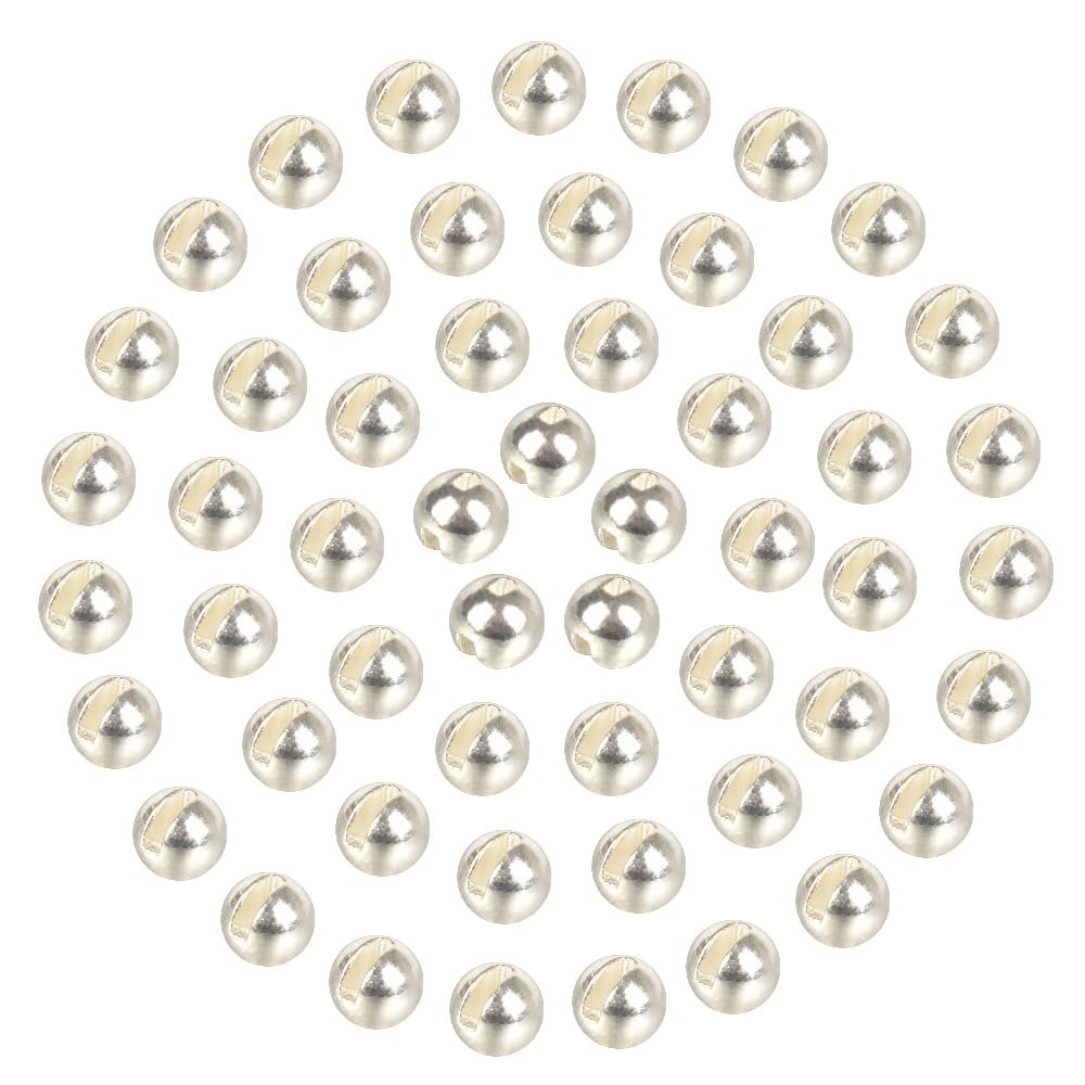 MUUNN 150pcs Tungsten Slotted Beads for Fly Tying, Sink Deeper and Faster 12 Colors/13 Sizes Slotted Tungsten Beads Fly Tying Beads Head Fly Tying Materials(Silver,4.0mm)