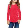 Kids Girls Knot Front T-Shirts Long Sleeve Loose Tunic Tops Crewneck Sweatshirts Fall Warm Pullover Blouse Tee Shirt (Red, 6-7 Years) view 1