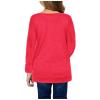 Kids Girls Knot Front T-Shirts Long Sleeve Loose Tunic Tops Crewneck Sweatshirts Fall Warm Pullover Blouse Tee Shirt (Red, 6-7 Years) view 2