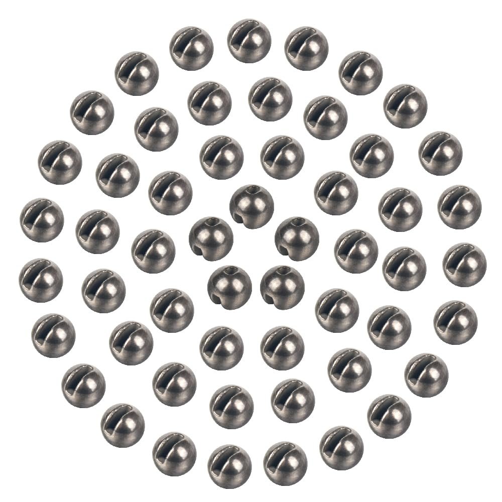 MUUNN 150pcs Tungsten Slotted Beads for Fly Tying, Sink Deeper and Faster 12 Colors/13 Sizes Slotted Tungsten Beads Fly Tying Beads Head Fly Tying Materials(Plain,4.0mm)