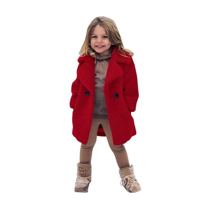 Baby Girls Duffle Overcoat Toddler Kids Winter Windproof Thicken Cardigan Outerwear Jackets Warm Fleece Lapel Coats (Red, 18-24 Months)