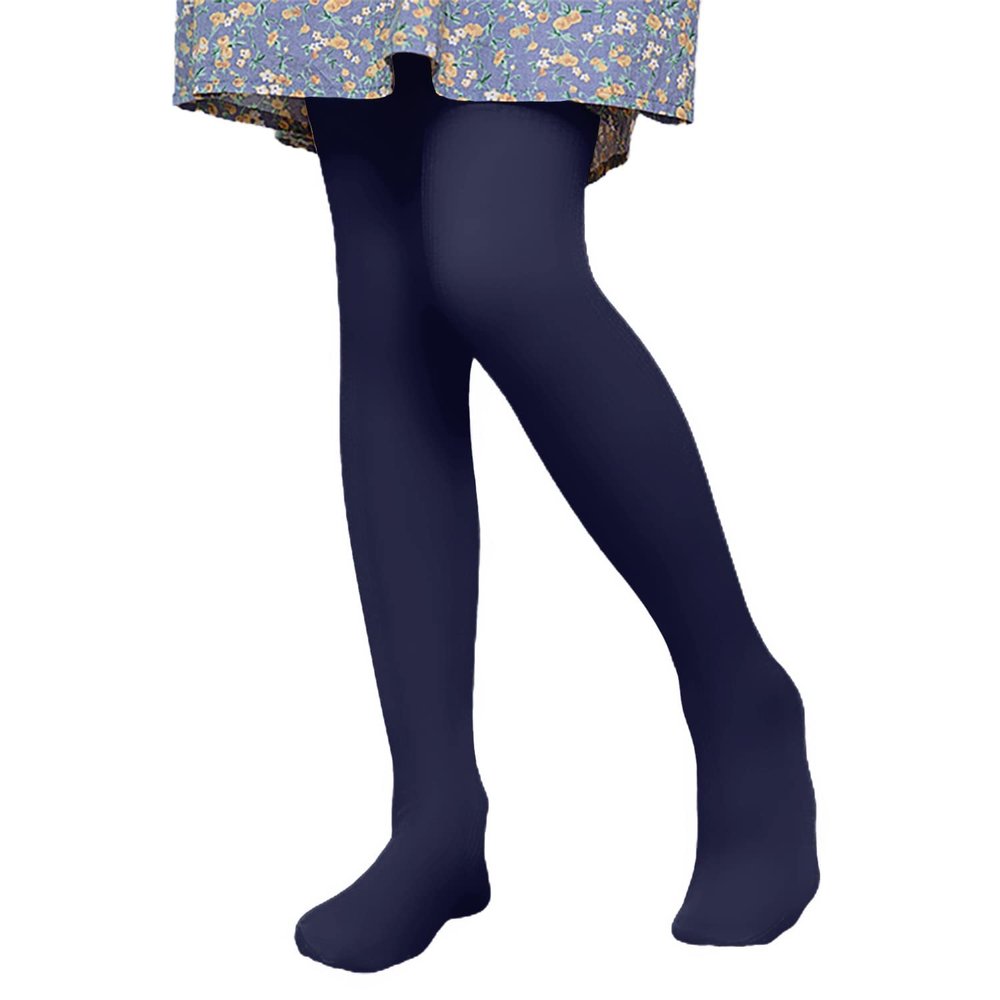 LOLANTA Winter Tights for Girls Stockings Warm Fleece Lined Footed Leggings High Waist Pantyhose(Navy,6-8Y)