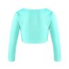 easyforever Kids Girl's Thick Knot Ruched Dance Crop Tops Ballet Wrap Shrug Sweater Long Sleeve Wrap Tops Sweatshirt Mint Green 9-10 Years view 2
