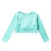 easyforever Kids Girl's Thick Knot Ruched Dance Crop Tops Ballet Wrap Shrug Sweater Long Sleeve Wrap Tops Sweatshirt Mint Green 9-10 Years view 4