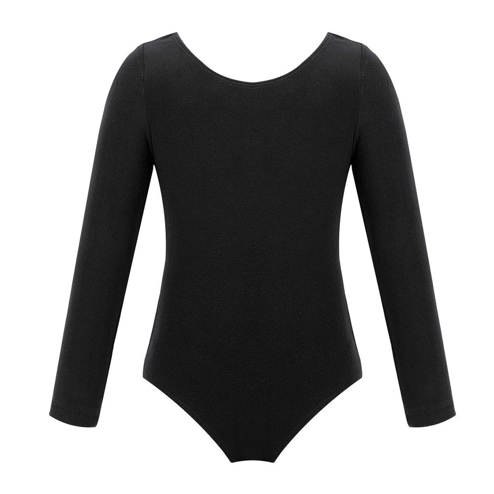 Fldy Kids Girls Basic Long Sleeves Leotard Ballet Dance Gymnastics Leotard Bodysuit Dancewear One Piece Outfit Black 8 Years