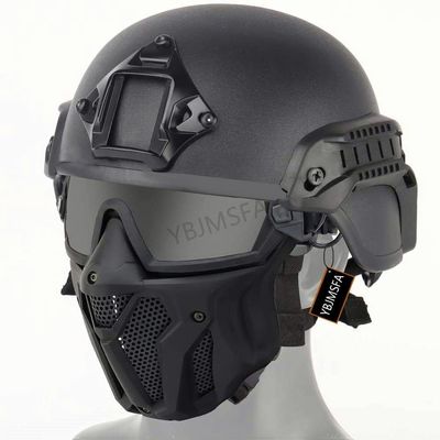 Tactical Airsoft PJ Helmet,and Full Face Protection Airsoft Mask with Detachable Anti-Fog Goggles for Airsoft Paintball CS Games