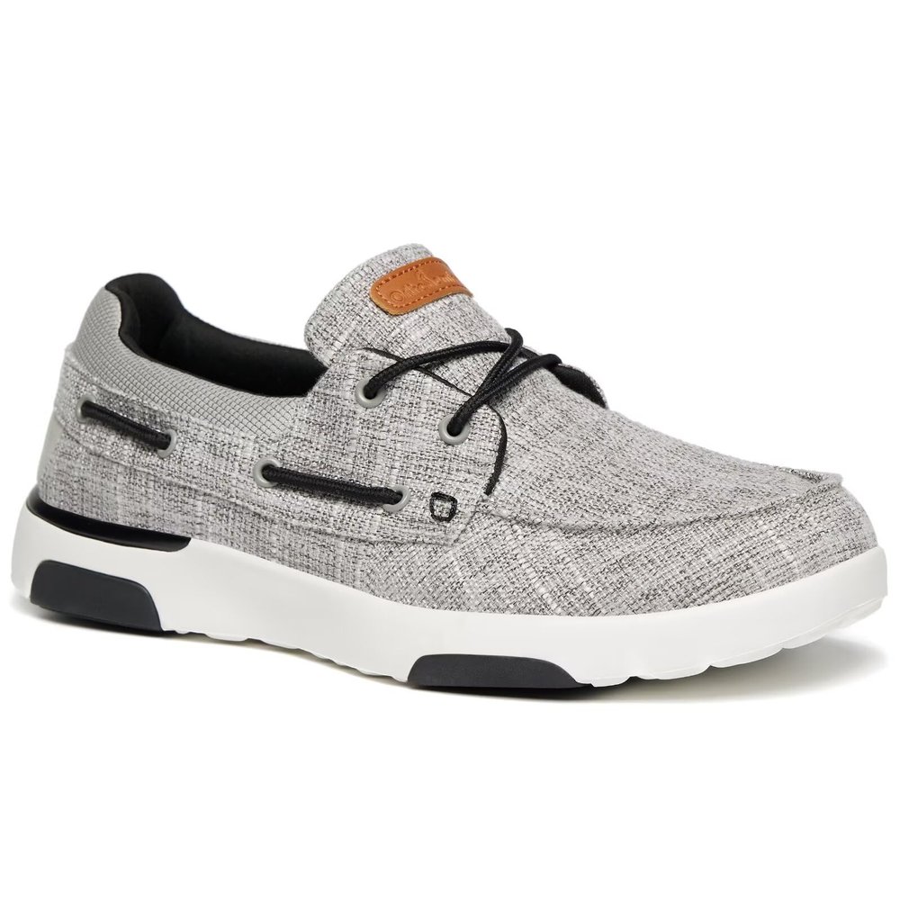 OrthoComfoot Men's Orthopedic Slip On Loafers Walking Shoes: Comfortable Boat Shoes Plantar Fasciitis for Travel, Style, Breathable Arch Support Work Shoes for Plantar Fasciitis Light Grey Size 7.5