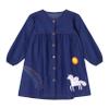 Agoky Kids Girls Solid Long Sleeve Button Down Shirt Dress with Cute Cartoon Pattern Print Outdoor Casual Playwear Blue 2-3 Years view 1