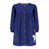Agoky Kids Girls Solid Long Sleeve Button Down Shirt Dress with Cute Cartoon Pattern Print Outdoor Casual Playwear Blue 2-3 Years view 2