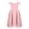 Duoremi Kids Flower Girls Elegant Chiffon Off Shoulder Bridesmaid Wedding Dress Birthday Party A Line Evening Dress Pink 8 Years view 1