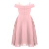 Duoremi Kids Flower Girls Elegant Chiffon Off Shoulder Bridesmaid Wedding Dress Birthday Party A Line Evening Dress Pink 8 Years view 2