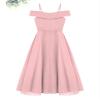 Duoremi Kids Flower Girls Elegant Chiffon Off Shoulder Bridesmaid Wedding Dress Birthday Party A Line Evening Dress Pink 8 Years view 4