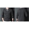 Men's Fleece V Neck Sweater Casual Slim Contrast Collar Pullover Top Lightweight Long Sleeve Basic Lapel Pullover (Black,X-Large) view 3