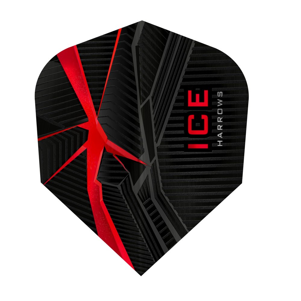 Harrows Ice Recut | 100 Micron Dart Flights, 5 Sets of 3 Flights, Standard No. 6, Red