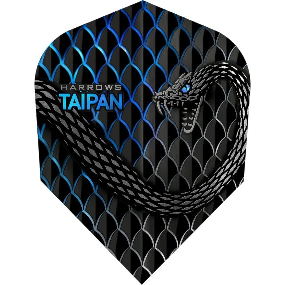 Harrows Taipan | 100 Micron Dart Flights, 5 Sets of 3 Flights, Standard No. 6, Aqua Blue
