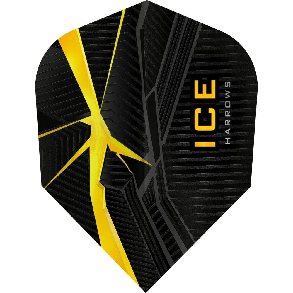 Harrows Ice Recut | 100 Micron Dart Flights, 3 Sets of 3 Flights, Standard No. 6, Yellow