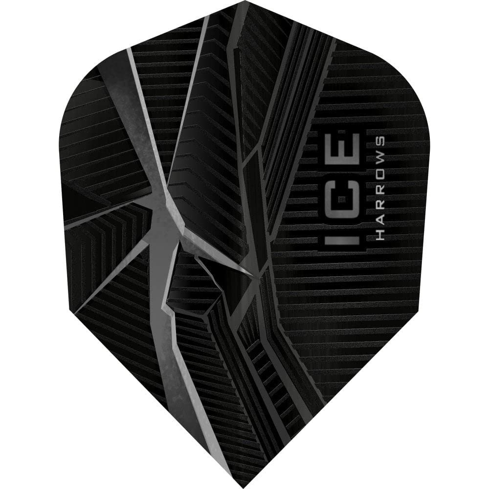 Harrows Ice Recut | 100 Micron Dart Flights, 5 Sets of 3 Flights, Standard No. 6, Black