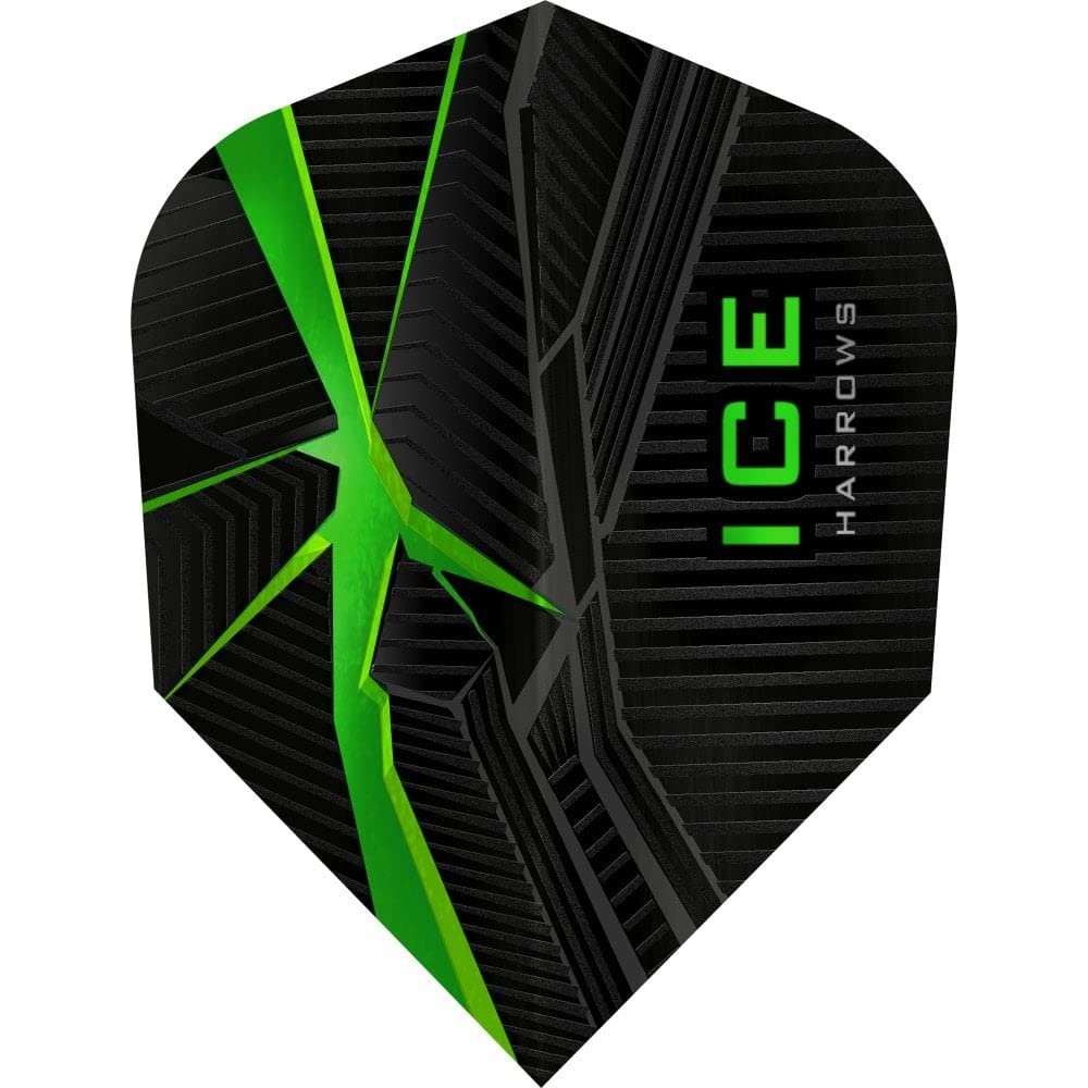 Harrows Ice Recut | 100 Micron Dart Flights, 3 Sets of 3 Flights, Standard No. 6, Green