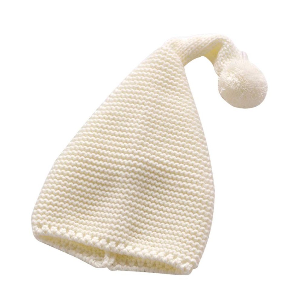 NUOBESTY Christmas Santa Hat, Infant Knit Beanie with Pompom Winter Warm Crochet Slouchy Hat Cotton Cap for Winter Unisex Toddler Christmas Decorations White