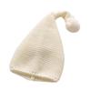 NUOBESTY Christmas Santa Hat, Infant Knit Beanie with Pompom Winter Warm Crochet Slouchy Hat Cotton Cap for Winter Unisex Toddler Christmas Decorations White view 1