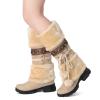 Bcshiye Women's Winter Snow Boots Retro Mid-Calf Fur Lined Warm Shoes Fashion Cold-Resistant Outdoor Knee High Boots view 3
