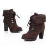 Bcshiye Women Winter Snow Boots Cold Weather with Fur Warm Outdoor Lace up Boots Chunky High Heel Ankle Booties Shoes view 2