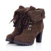 Bcshiye Women Winter Snow Boots Cold Weather with Fur Warm Outdoor Lace up Boots Chunky High Heel Ankle Booties Shoes view 3