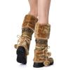 Bcshiye Women's Winter Snow Boots Retro Mid-Calf Fur Lined Warm Shoes Fashion Cold-Resistant Outdoor Knee High Boots view 4