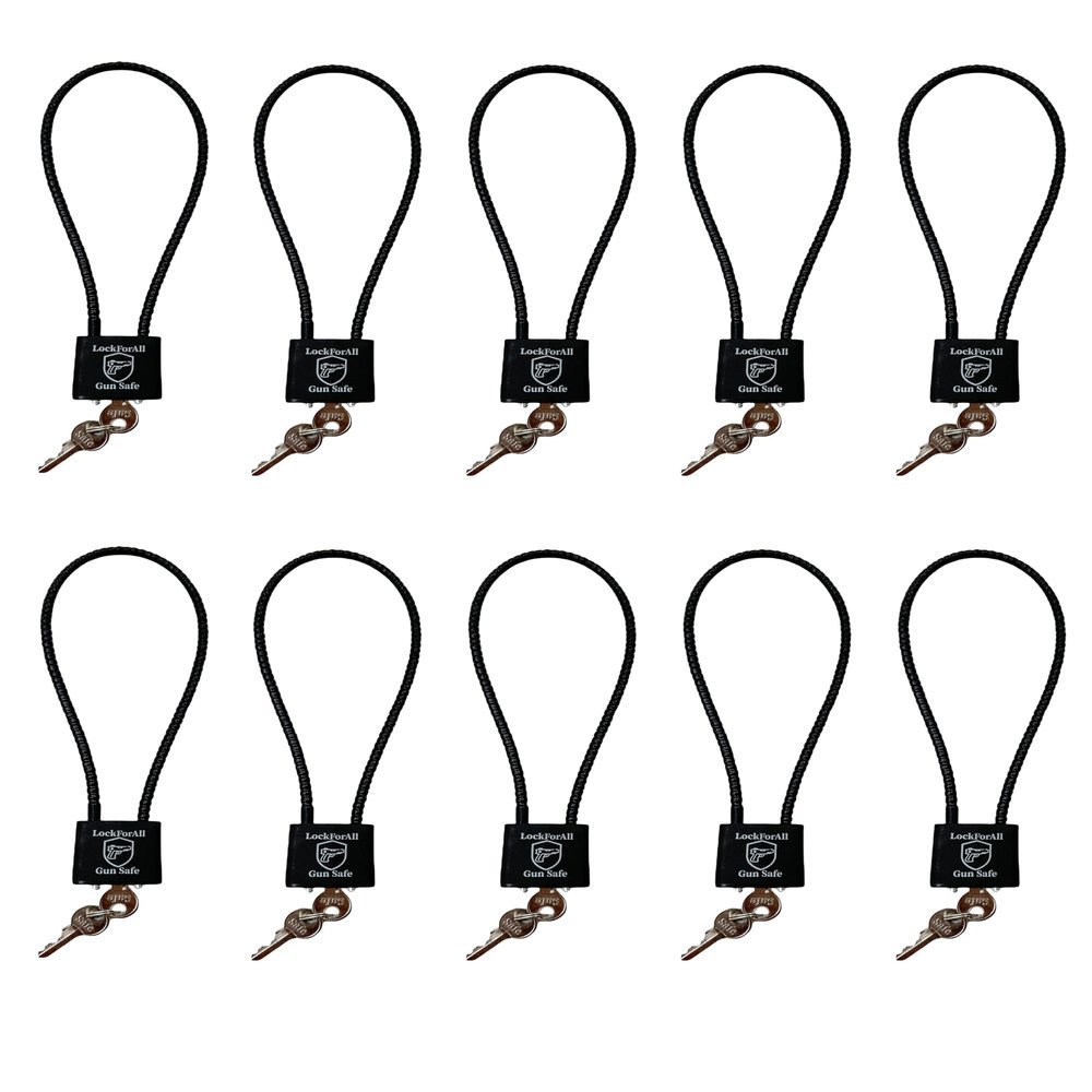 lockforall Cable Gun Locks with Keys Hunting Sports- Keyed Alike 15" Cable Gun Safe Lock CA DOJ Approved for Pistols, Handguns, Rifles, and Shotguns, Home, Storage Firearm Locking and Safety