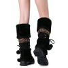 Bcshiye Women's Winter Snow Boots Retro Mid-Calf Fur Lined Warm Shoes Fashion Cold-Resistant Outdoor Knee High Boots view 2