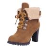 Bcshiye Women Winter Snow Boots Cold Weather with Fur Warm Outdoor Lace up Boots Chunky High Heel Ankle Booties Shoes view 1