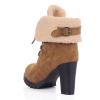 Bcshiye Women Winter Snow Boots Cold Weather with Fur Warm Outdoor Lace up Boots Chunky High Heel Ankle Booties Shoes view 3