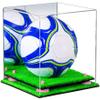 Better Display Cases Acrylic Display Case for Collectibles, Full Size Soccer Ball Display Case,Pink Risers & Turf Base, Handcrafted Showcase Box.DIM;9.75" L x 9.75" W x 9.75" H. (B02/A027) view 1