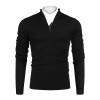 Kaxiya2021 Men's Quarter Zip Sweater Solid Mock Neck Slim Fit Pullover Long Sleeve Lightweight Soft Casual 1/4 Zip Jumpers (Black,XX-Large) view 1