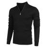 Kaxiya2021 Men's Quarter Zip Sweater Solid Mock Neck Slim Fit Pullover Long Sleeve Lightweight Soft Casual 1/4 Zip Jumpers (Black,XX-Large) view 2