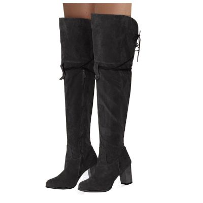 Bcshiye Women's Over the Knee Boots Suede High Chunky Heels Thigh High Fashion Boots Winter Over Knee Long Boots