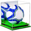 Better Display Cases Acrylic Display Case for Collectibles, Full Size Soccer Ball Display Case,Purple Risers & Turf Base, Handcrafted Showcase Box.DIM;9.75" L x 9.75" W x 9.75" H. (B02/A027) view 1