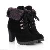 Bcshiye Women Winter Snow Boots Cold Weather with Fur Warm Outdoor Lace up Boots Chunky High Heel Ankle Booties Shoes view 2