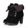 Bcshiye Women Winter Snow Boots Cold Weather with Fur Warm Outdoor Lace up Boots Chunky High Heel Ankle Booties Shoes view 3