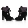 Bcshiye Women Winter Snow Boots Cold Weather with Fur Warm Outdoor Lace up Boots Chunky High Heel Ankle Booties Shoes view 4